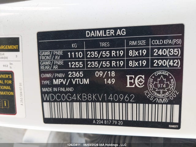 Продаж на аукціоні авто 2019 Mercedes-benz Glc 300 4matic, vin: WDC0G4KB8KV140962, номер лоту: 12623411