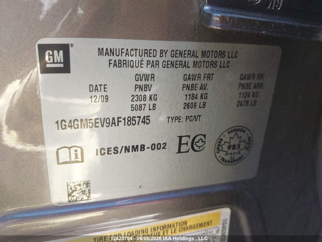 Продаж на аукціоні авто 2010 Buick Lacrosse Cxs, vin: 1G4GM5EV9AF185745, номер лоту: 12623704