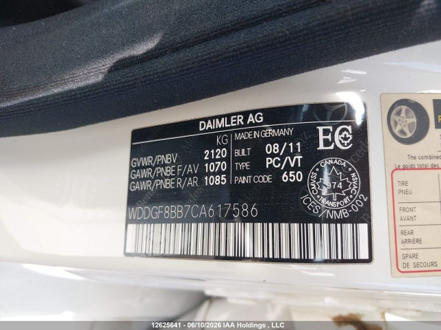 Aukcja sprzedaży 2012 Mercedes-benz C 300 4matic, vin: WDDGF8BB7CA617586, numer aukcji: 12625641