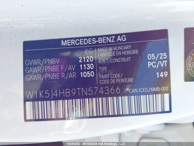 Продаж на аукціоні авто 2026 Mercedes-benz Cla 250 4matic, vin: W1K5J4HB9TN574366, номер лоту: 12635262