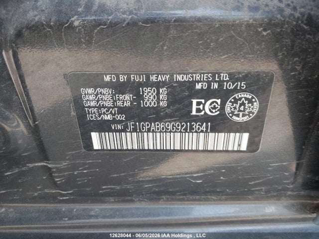 12628044 :رقم المزاد ، JF1GPAB69G9213641 vin ، 2016 Subaru Impreza 2.0i Touring Package مزاد بيع