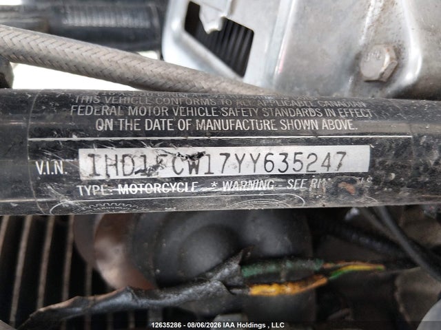 Продажа на аукционе авто 2000 Harley-davidson Flhtcui, vin: 1HD1FCW17YY635247, номер лота: 12635286