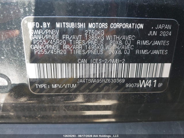JA4T5WA95RZ630369 Mitsubishi OUTLANDER PHEV