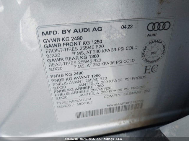 WA16AAFY6P2142775 Audi Q5 45 Technik