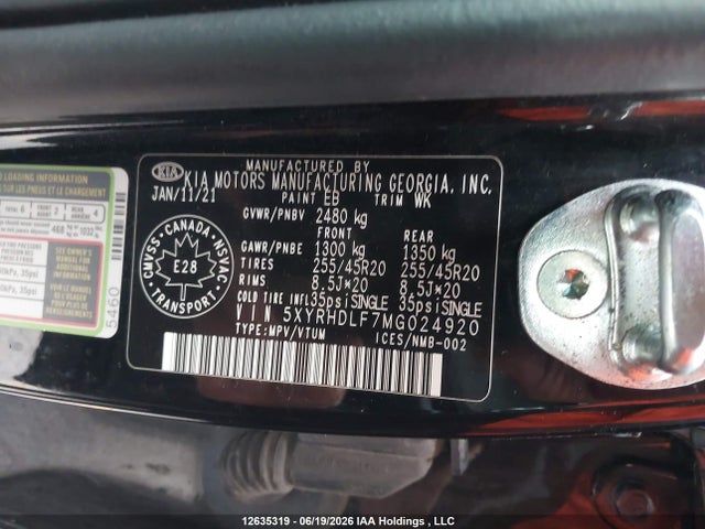 5XYRHDLF7MG024920 KIA Sorento 2.5t Ex/2.5t Ex+