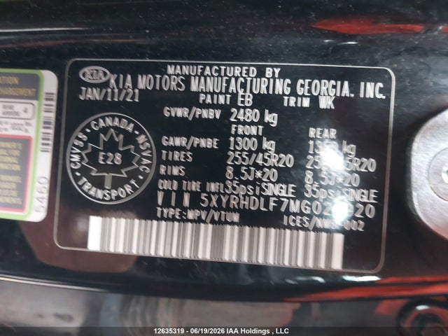 5XYRHDLF7MG024920 KIA Sorento 2.5t Ex/2.5t Ex+