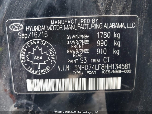 2017 Hyundai Elantra Se მანქანა იყიდება აუქციონზე, vin: 5NPD74LF8HH134581, აუქციონის ნომერი: 12635322