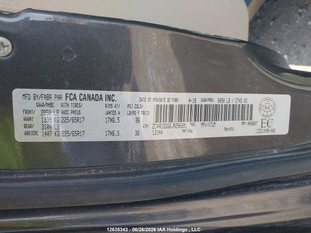Dodge Grand Caravan Crew 2018 2C4RDGDG6JR290201 Image 9