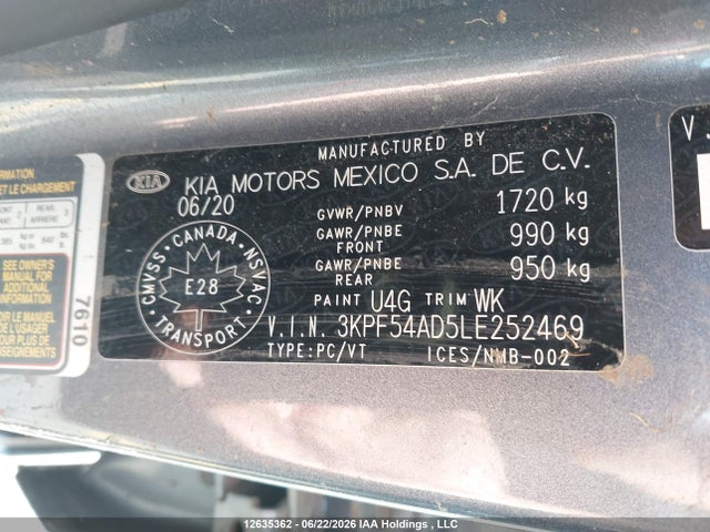 2020 Kia Forte Ex/ex Limited/ex Premium/ex+ მანქანა იყიდება აუქციონზე, vin: 3KPF54AD5LE252469, აუქციონის ნომერი: 12635362