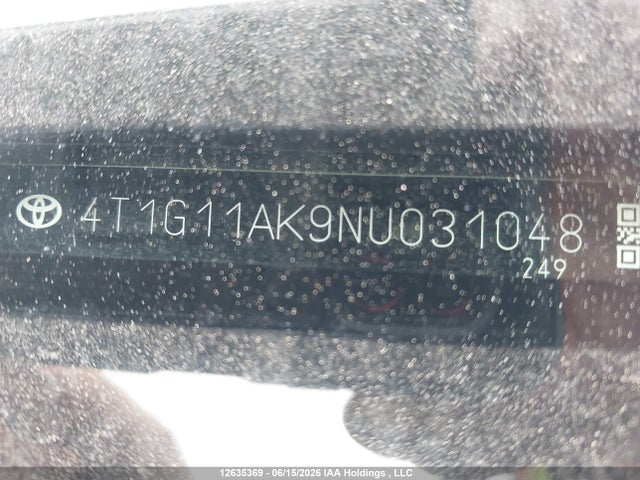 2022 Toyota Camry Se/se Night Shade მანქანა იყიდება აუქციონზე, vin: 4T1G11AK9NU031048, აუქციონის ნომერი: 12635369