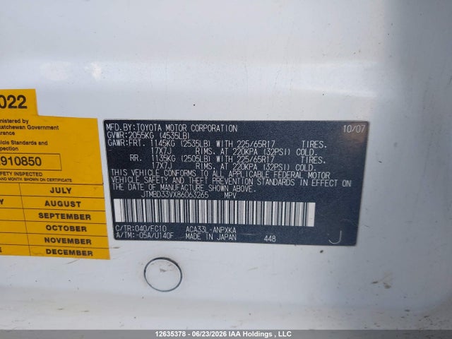 Продаж на аукціоні авто 2008 Toyota Rav4, vin: JTMBD33VX86063265, номер лоту: 12635378