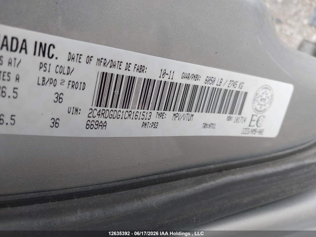 Продаж на аукціоні авто 2012 Dodge Grand Caravan Crew, vin: 2C4RDGDG1CR161513, номер лоту: 12635392