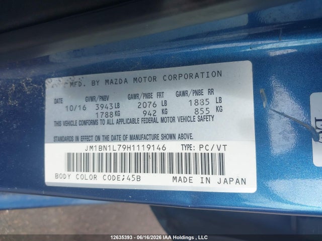 Mazda 3 TOURING 2017 JM1BN1L79H1119146 Image 9
