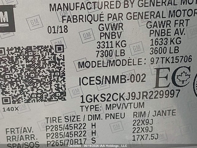GMC Yukon Denali Denali 2018 1GKS2CKJ9JR229997 Image 9