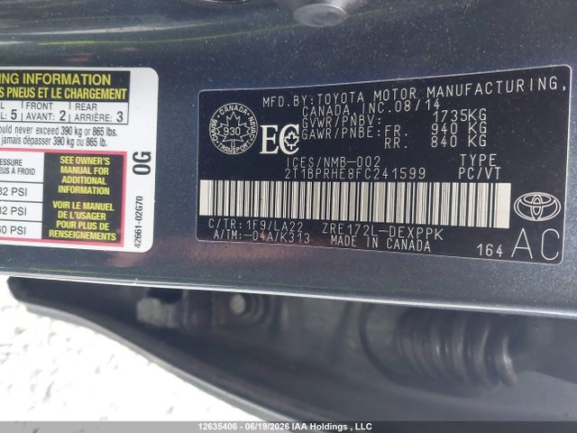 Toyota Corolla Le Eco Technology 2015 2T1BPRHE8FC241599 Image 20