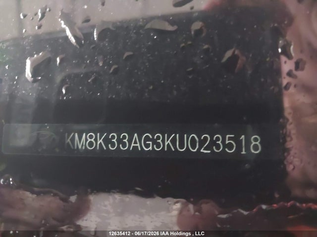 12635412 :رقم المزاد ، KM8K33AG3KU023518 vin ، 2019 Hyundai Kona Limited مزاد بيع