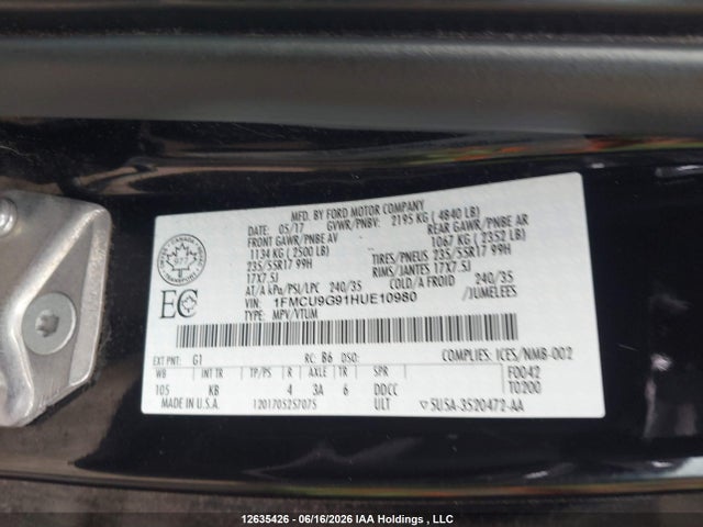 Ford ESCAPE SE 2017 1FMCU9G91HUE10980 Image 20