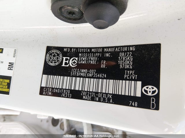 Toyota COROLLA LE 2022 5YFBPMBE6NP354624 Image 18