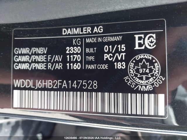 Aukcja sprzedaży 2015 Mercedes-benz Cls 400 4matic, vin: WDDLJ6HB2FA147528, numer aukcji: 12635466