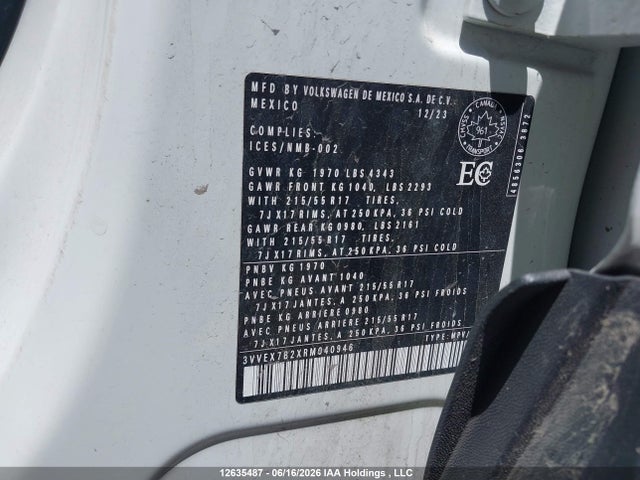 Продаж на аукціоні авто 2024 Volkswagen Taos Se, vin: 3VVEX7B2XRM040946, номер лоту: 12635487