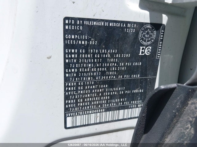 Продаж на аукціоні авто 2024 Volkswagen Taos Se, vin: 3VVEX7B2XRM040946, номер лоту: 12635487