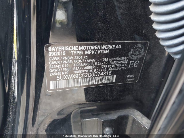 5UXWX9C52G0D74316 BMW X3 Xdrive28i