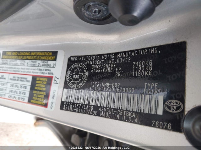 Продаж на аукціоні авто 2013 Toyota Camry L/se/le/xle, vin: 4T1BF1FKXDU679050, номер лоту: 12635523