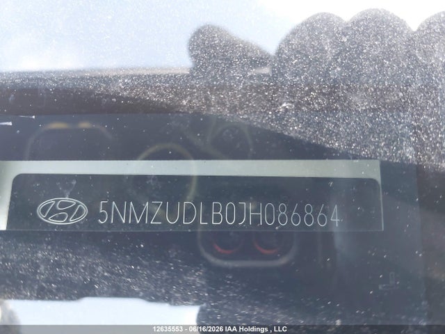 2018 Hyundai Santa Fe Sport მანქანა იყიდება აუქციონზე, vin: 5NMZUDLB0JH086864, აუქციონის ნომერი: 12635553