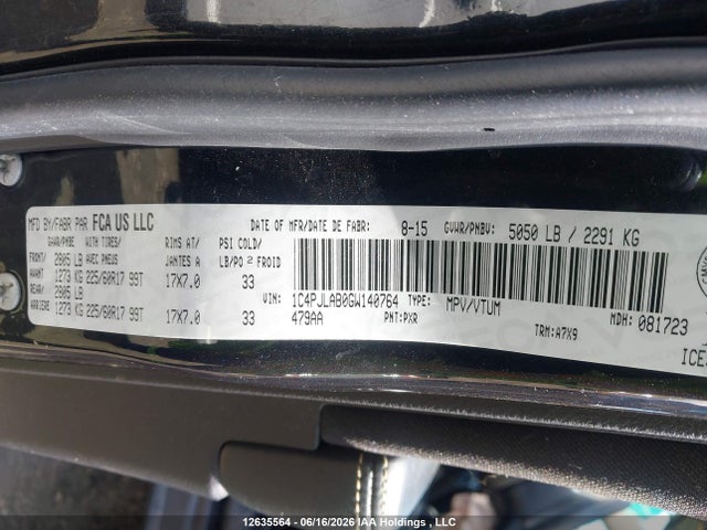 Продаж на аукціоні авто 2016 Jeep Cherokee Sport, vin: 1C4PJLAB0GW140764, номер лоту: 12635564