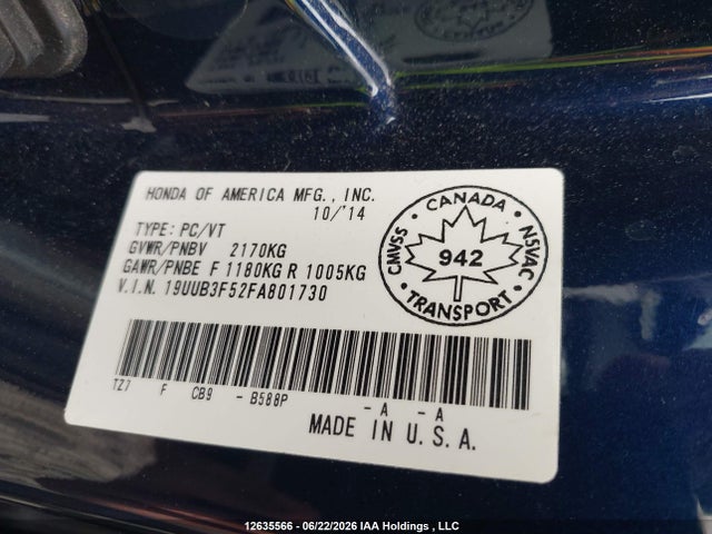 19UUB3F52FA801730 Acura TLX