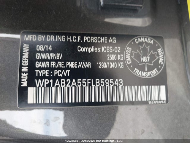 Продажа на аукционе авто 2015 Porsche Macan S, vin: WP1AB2A55FLB59543, номер лота: 12635569