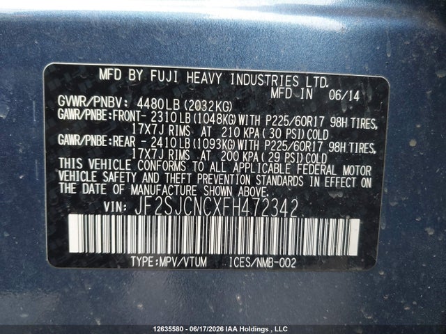 Subaru Forester 2.5i 2015 JF2SJCNCXFH472342 Image 19