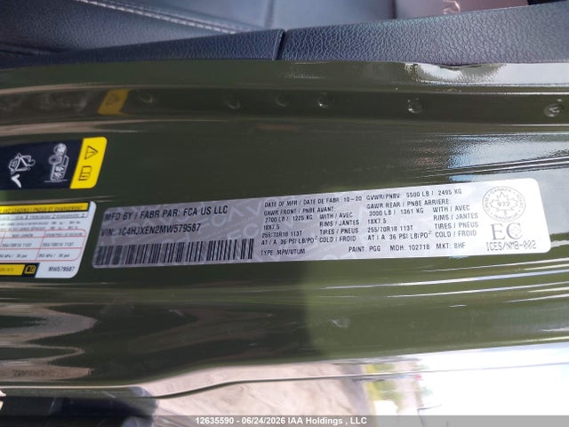 12635590 :رقم المزاد ، 1C4HJXEN2MW579587 vin ، 2021 Jeep Wrangler Unlimited Sahara مزاد بيع