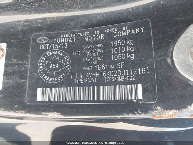 Продаж на аукціоні авто 2013 Hyundai Genesis 2.0t, vin: KMHHT6KD2DU112161, номер лоту: 12623567