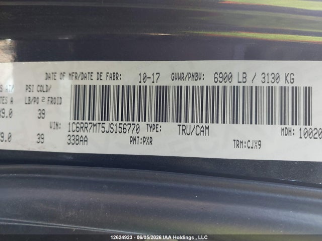 Продажа на аукционе авто 2018 Ram 1500 Sport, vin: 1C6RR7MT5JS156770, номер лота: 12624923