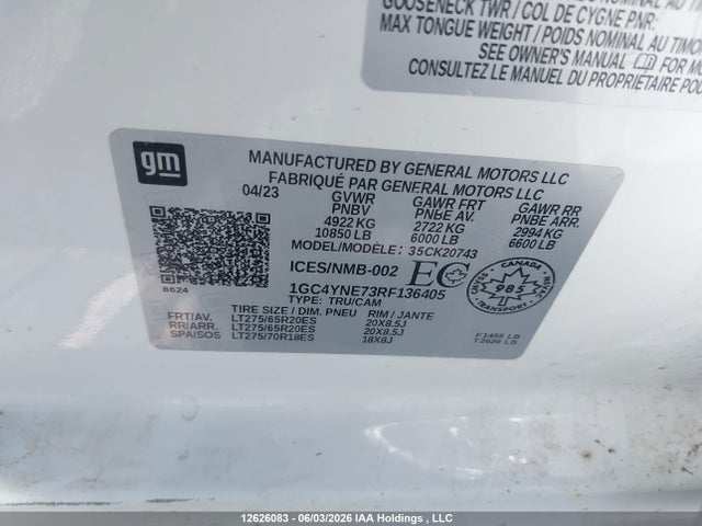 2024 Chevrolet Silverado 2500hd Lt მანქანა იყიდება აუქციონზე, vin: 1GC4YNE73RF136405, აუქციონის ნომერი: 12626083