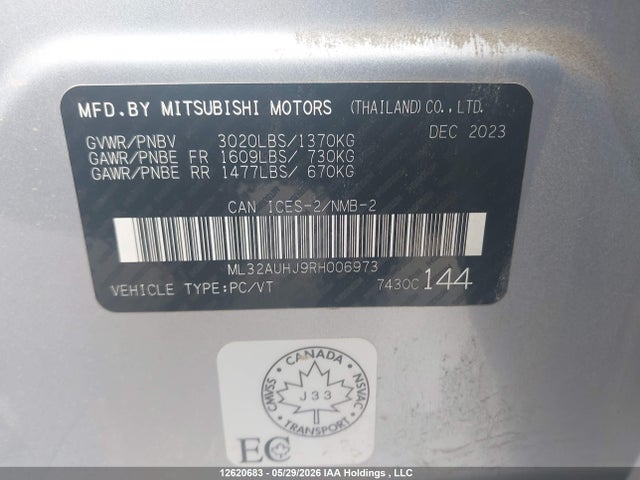 Продаж на аукціоні авто 2024 Mitsubishi Mirage Es, vin: ML32AUHJ9RH006973, номер лоту: 12620683