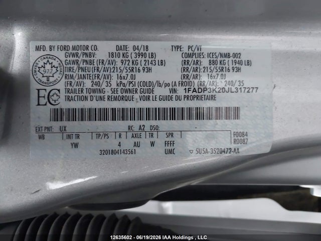 Ford FOCUS SE 2018 1FADP3K20JL317277 Image 19