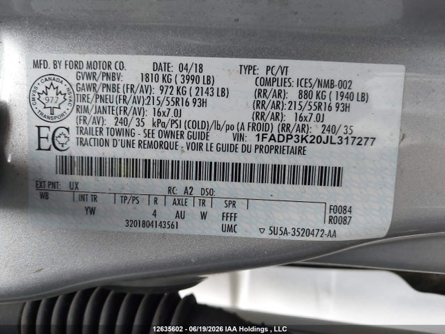 Ford FOCUS SE 2018 1FADP3K20JL317277 Image 9