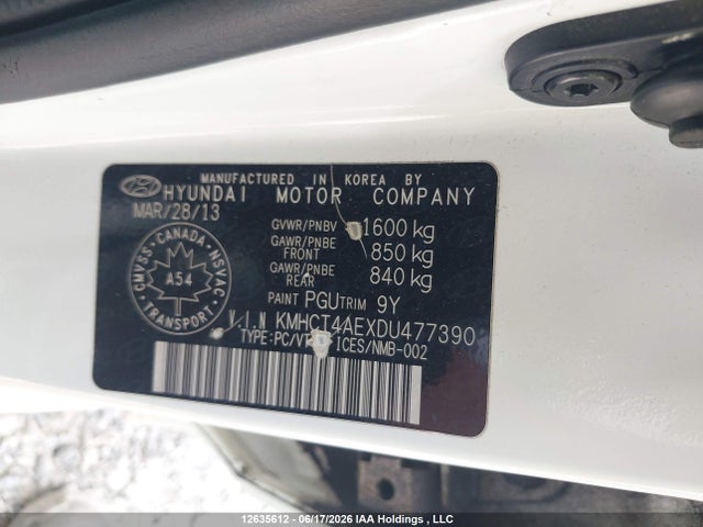 Продаж на аукціоні авто 2013 Hyundai Accent Gl, vin: KMHCT4AEXDU477390, номер лоту: 12635612