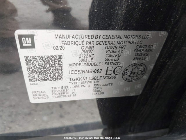 Aukcja sprzedaży 2020 Gmc Acadia At4, vin: 1GKKNLLS8LZ183368, numer aukcji: 12635613