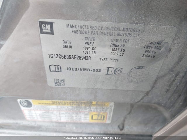 Продаж на аукціоні авто 2010 Chevrolet Malibu 1lt, vin: 1G1ZC5E06AF289428, номер лоту: 12635624