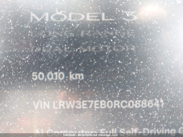 Продажа на аукционе авто 2024 Tesla Model 3, vin: LRW3E7EB0RC088641, номер лота: 12635646