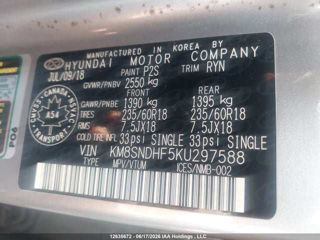 Продаж на аукціоні авто 2019 Hyundai Santa Fe Xl Preferred, vin: KM8SNDHF5KU297588, номер лоту: 12635672