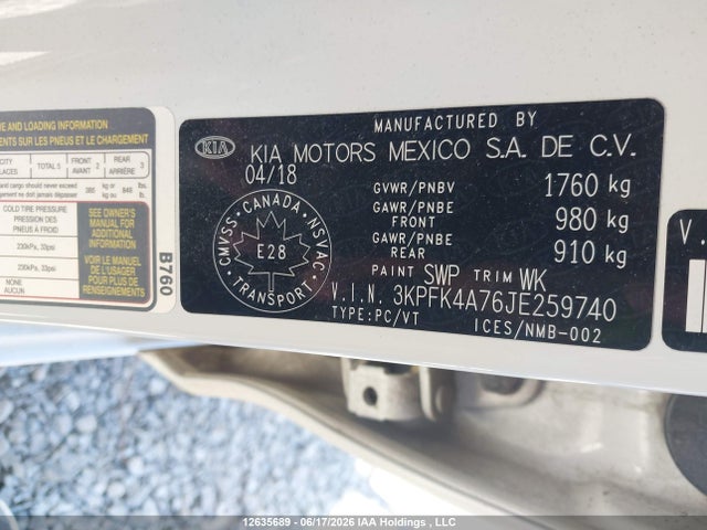 Aukcja sprzedaży 2018 Kia Forte Lx/lx+, vin: 3KPFK4A76JE259740, numer aukcji: 12635689