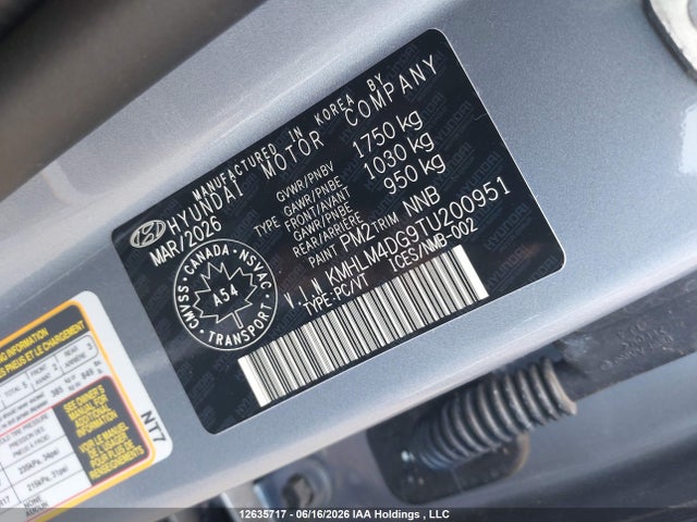 KMHLM4DG9TU200951 Hyundai Elantra Sel Sport