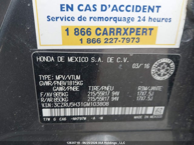 3CZRU5H31GM103808 Honda HR-V LX