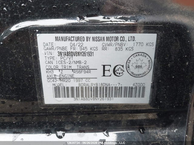 Nissan Sentra 2022 3N1AB8DV8NY261931 Image 9