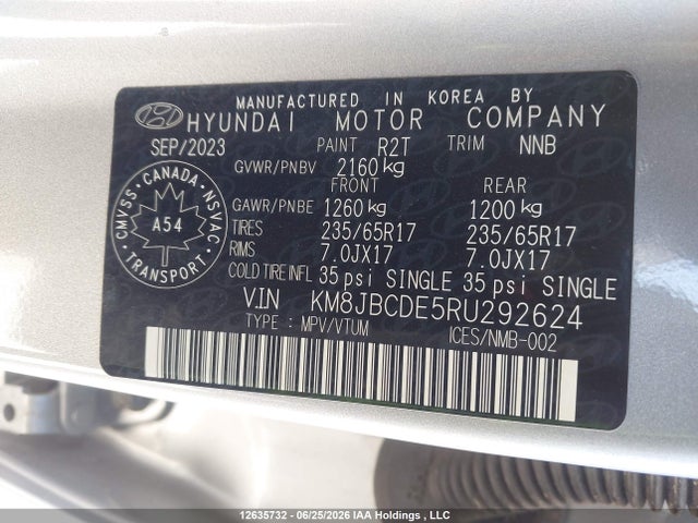 Продажа на аукционе авто 2024 Hyundai Tucson Preferred Awd, vin: KM8JBCDE5RU292624, номер лота: 12635732