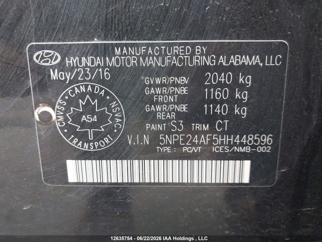 Hyundai SONATA SE 2017 5NPE24AF5HH448596 Image 17